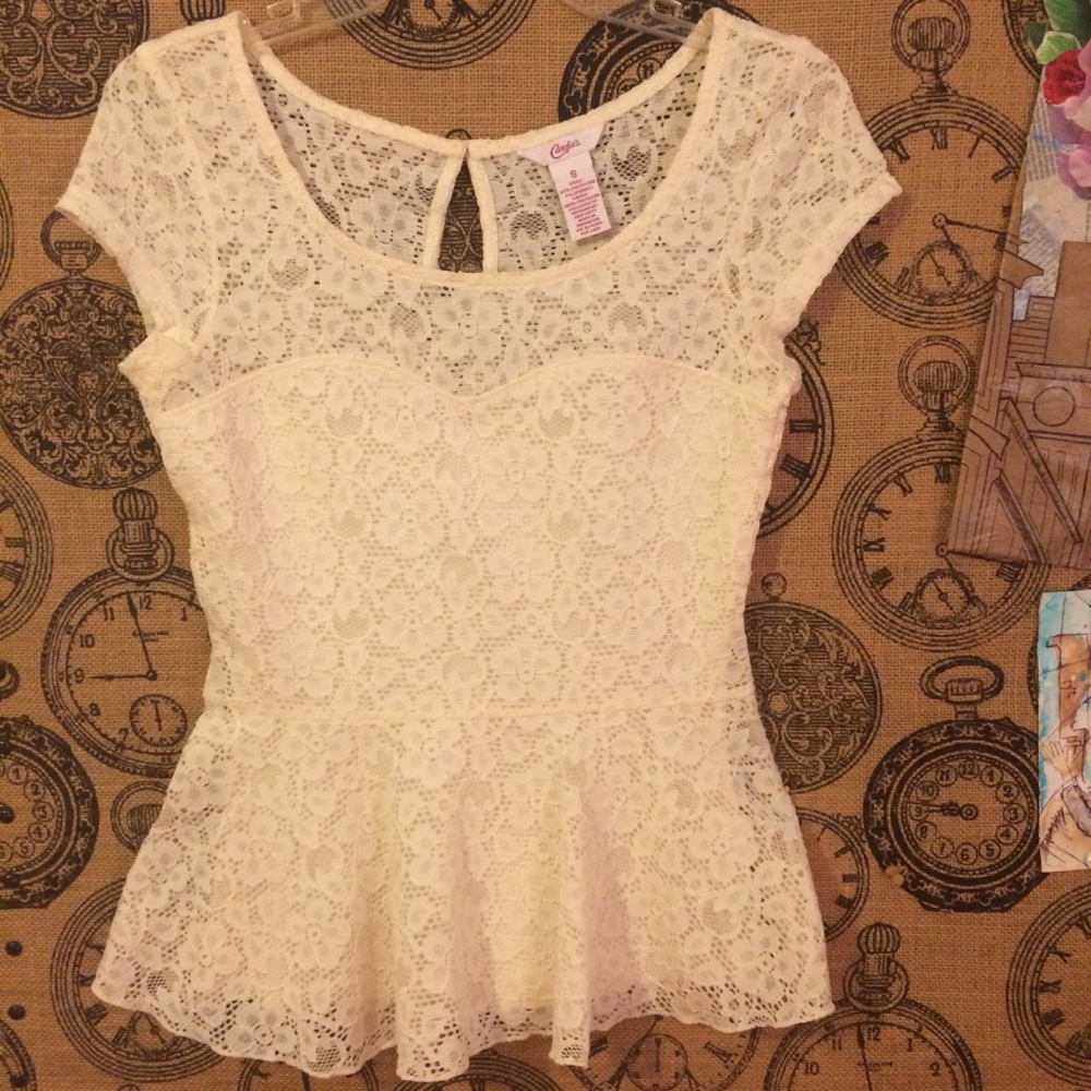 White lace peplum